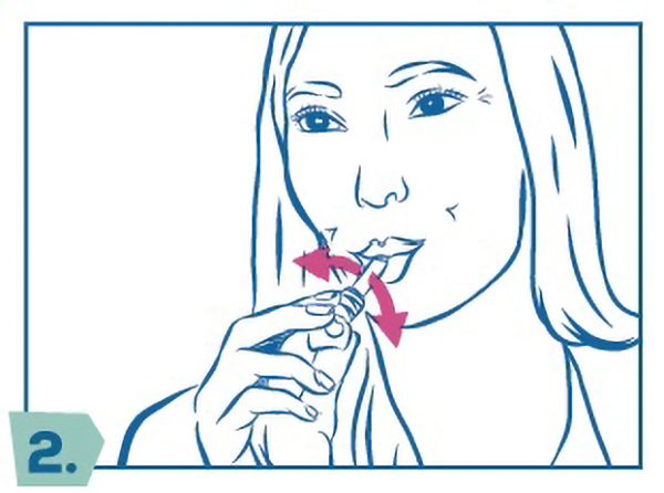 Illustration einer Person beim Abnehmen des Probenschwamms vom Mund