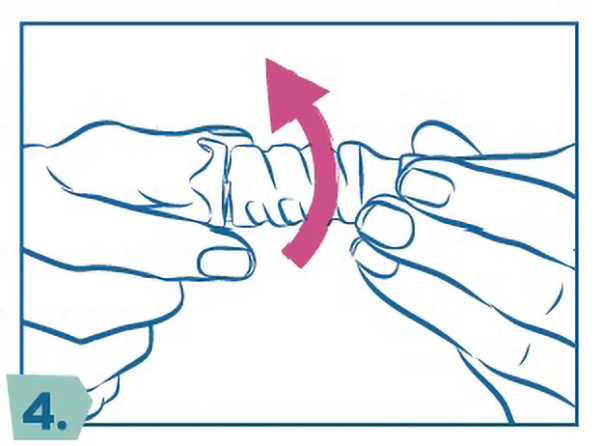 Illustration zum Drücken und Drehen und Verschließen des Tests